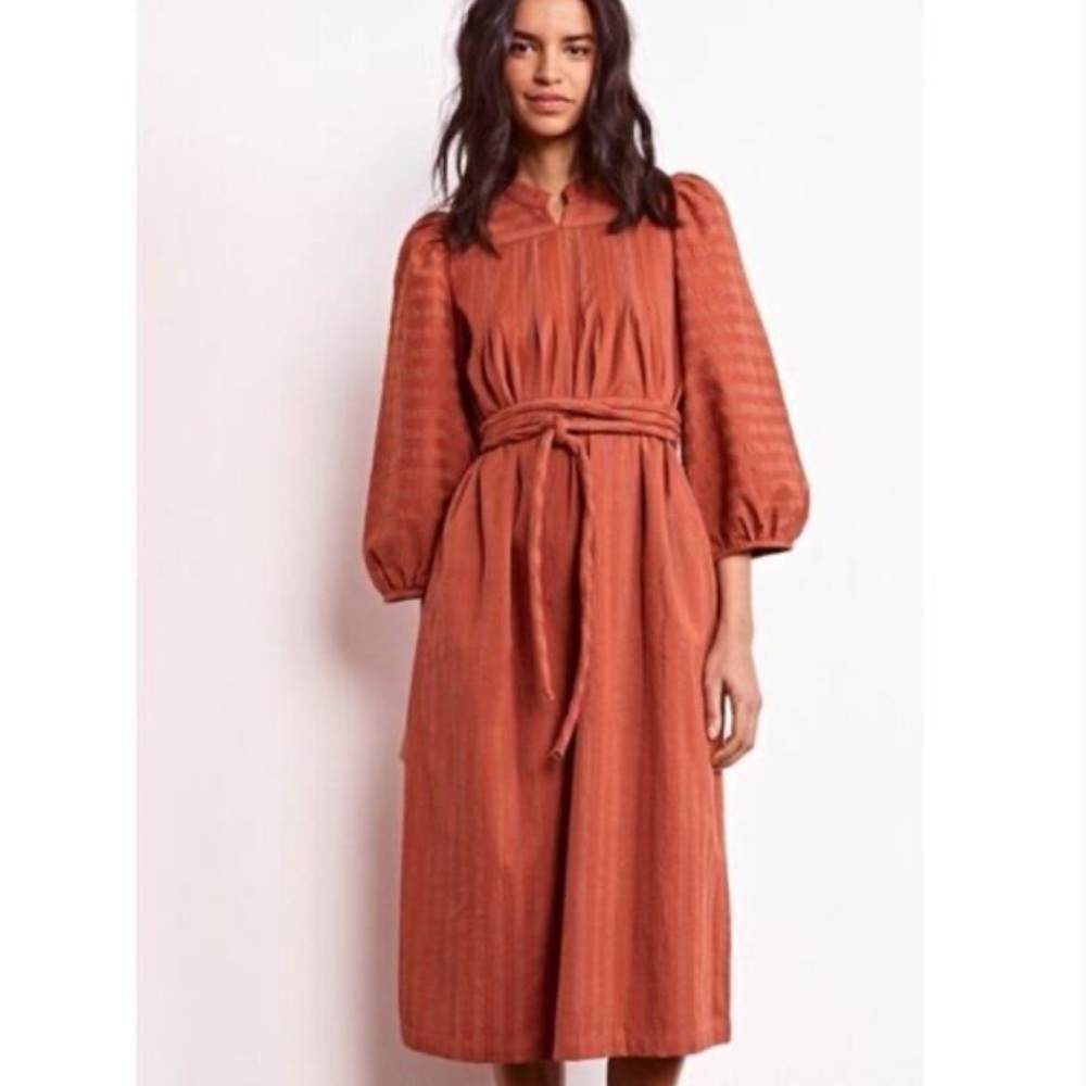 Ace & Jig Lyon dress in Henna with tie waist xs